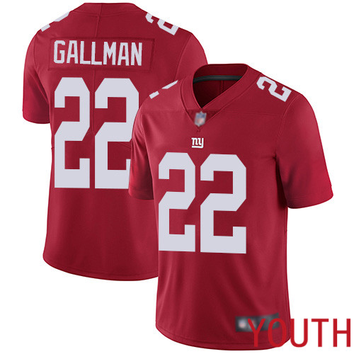 Youth New York Giants #22 Wayne Gallman Red Limited Red Inverted Legend Football NFL Jersey